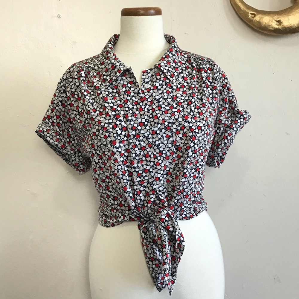 Vintage Abstract 80s Pattered Blouse Plus Size